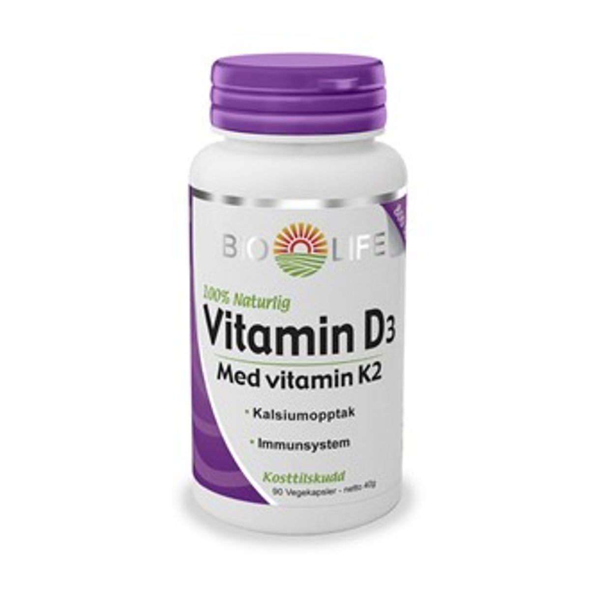 Bio life vitamin D3 med vitamin K2 90 kap